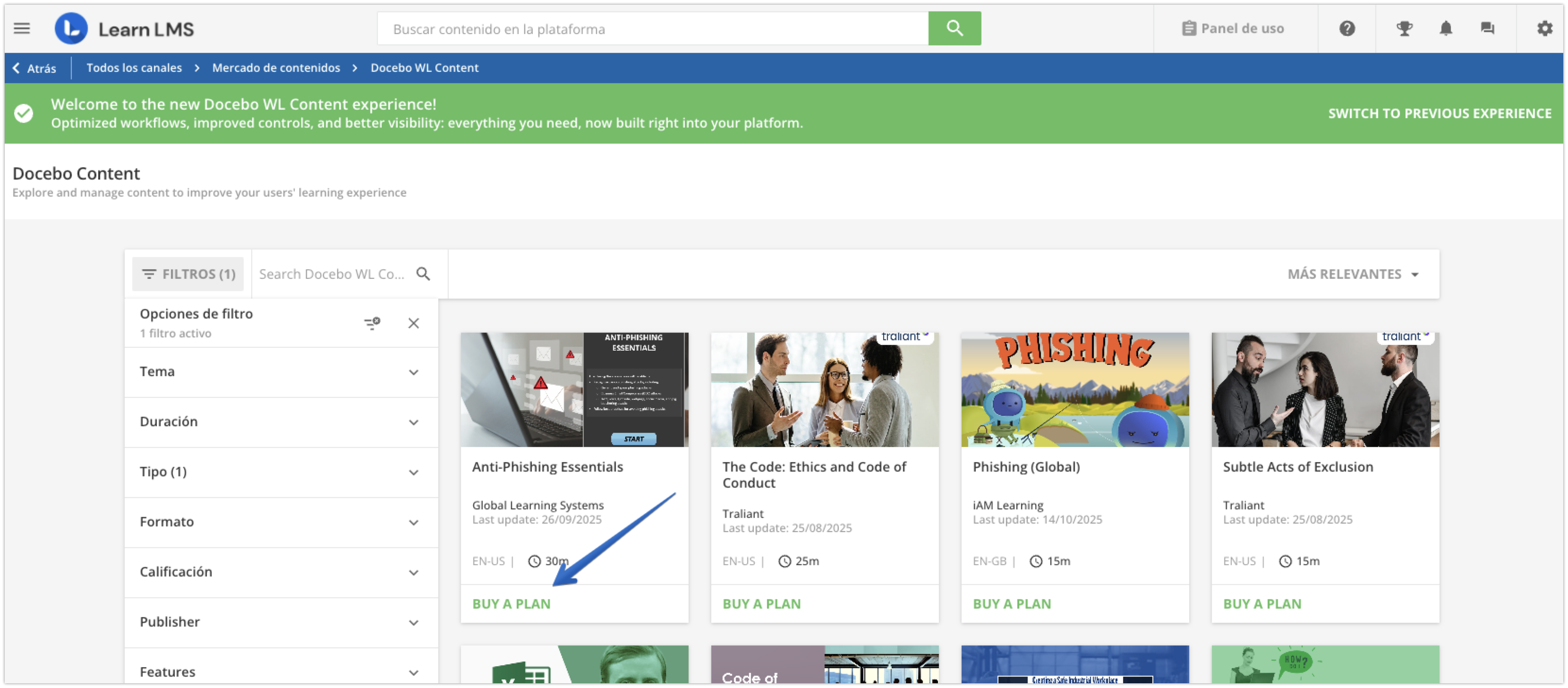 Opción de comprar un plan