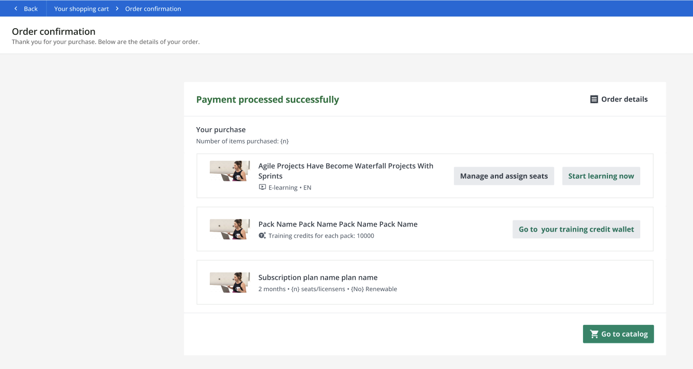 Pantalla de Pago procesado correctamente