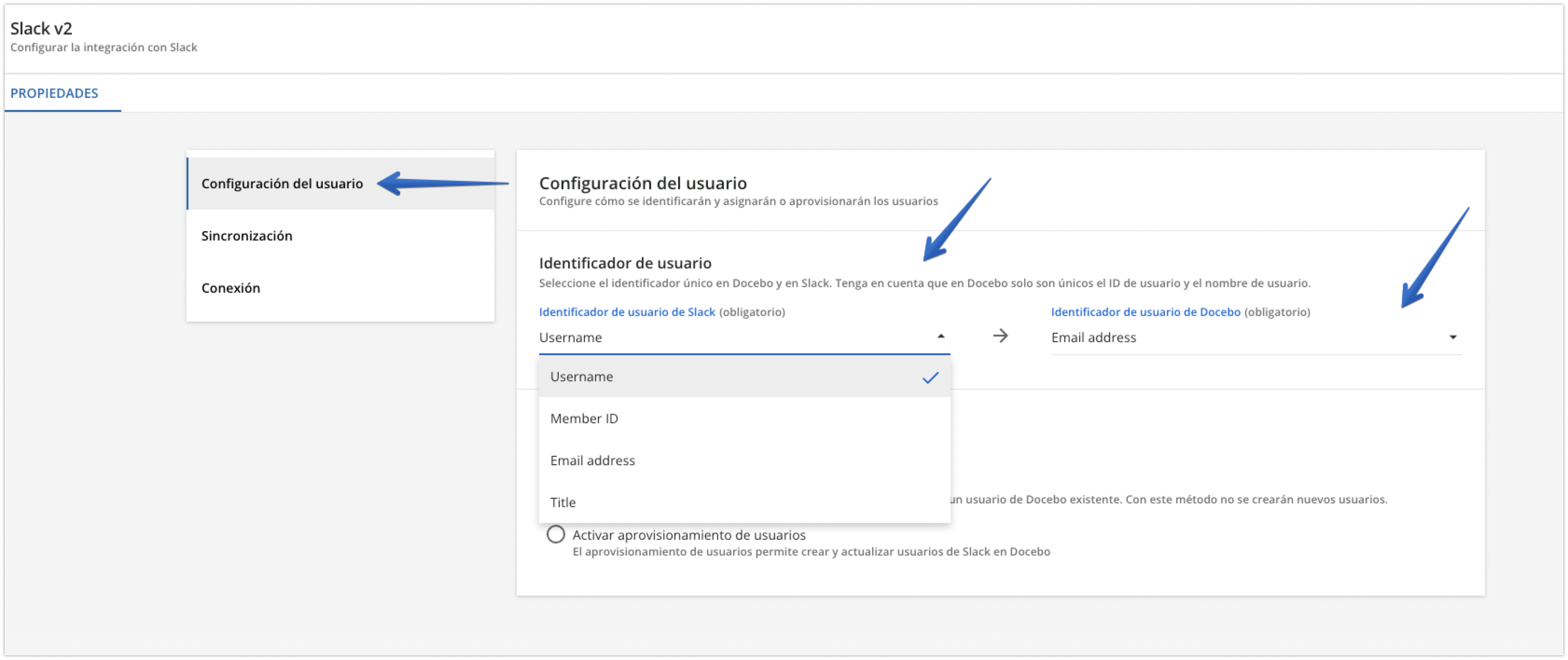 Configuración del usuario de Slack