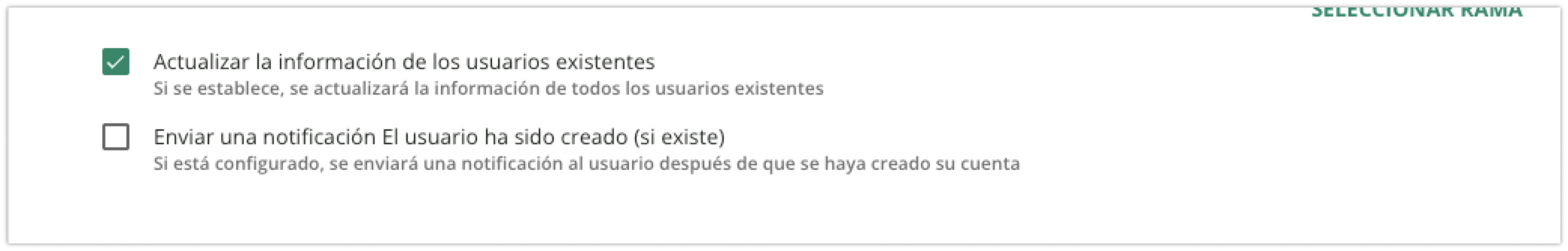 Opción de actualizar la información de los usuarios existentes