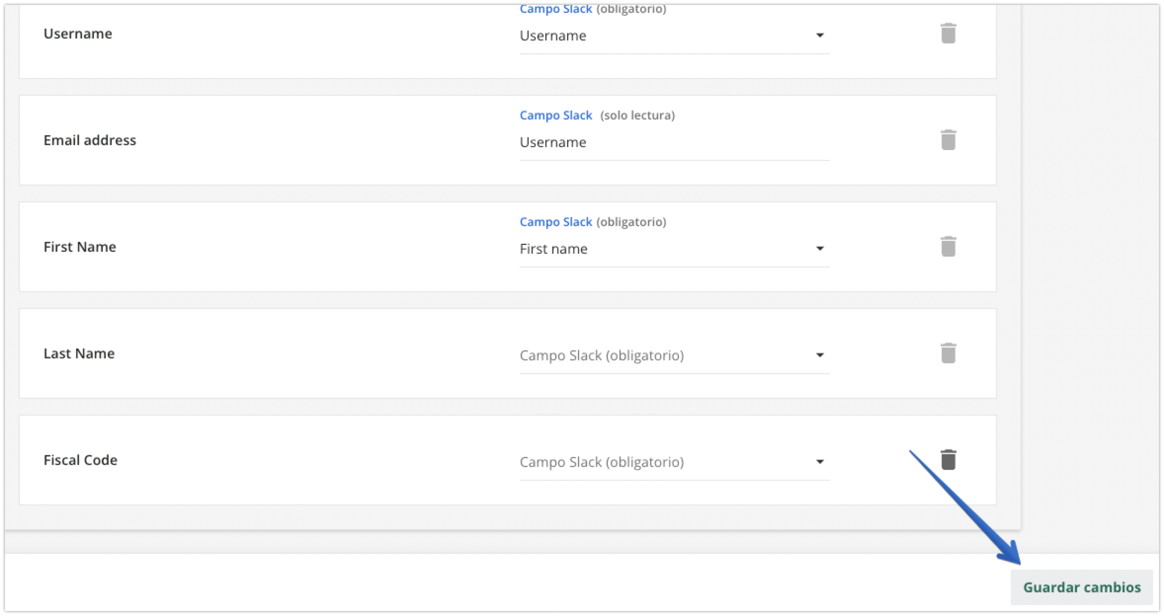 Botón Guardar cambios