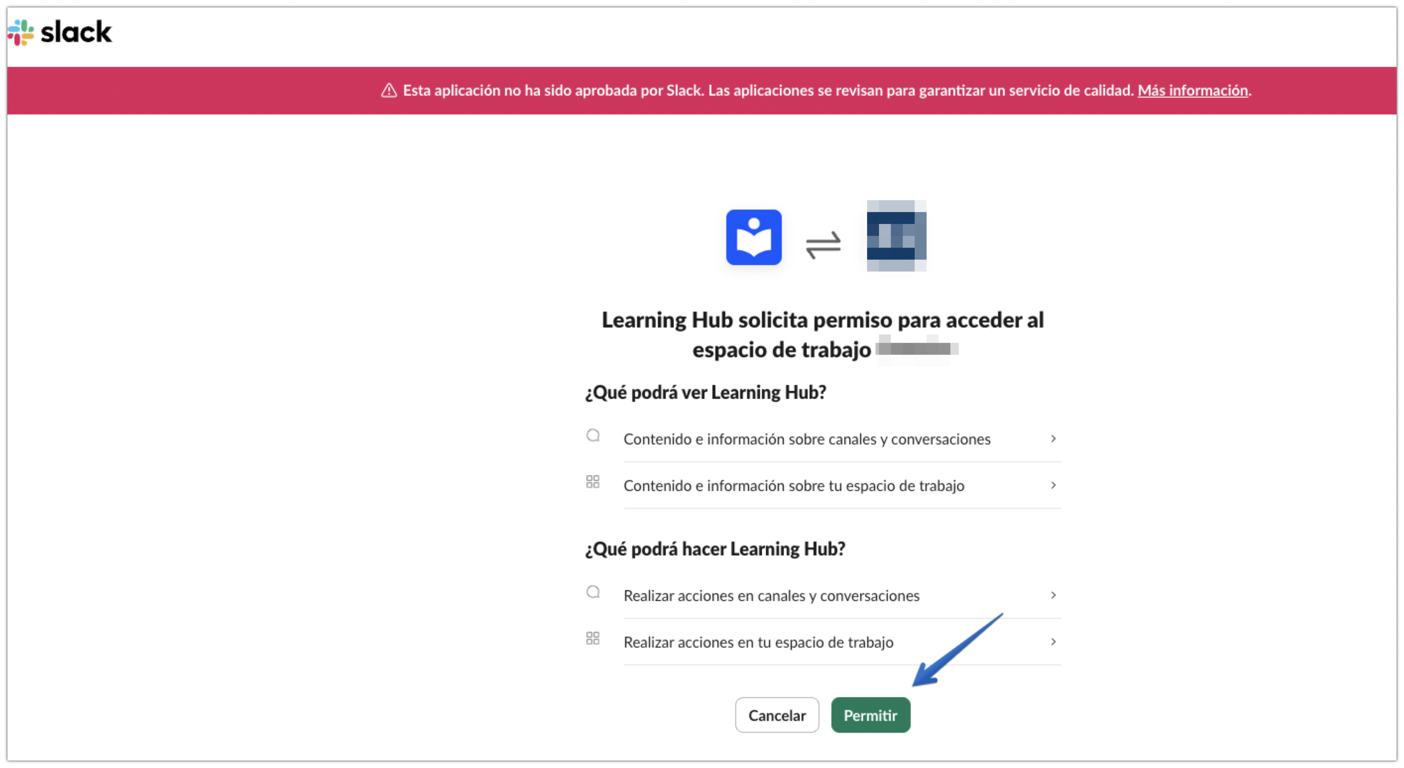 Permitir el acceso al espacio de trabajo