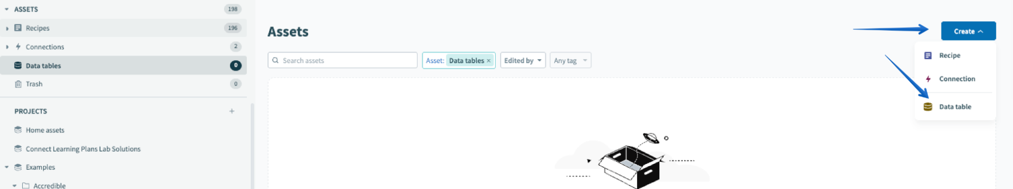 Creating a new data table