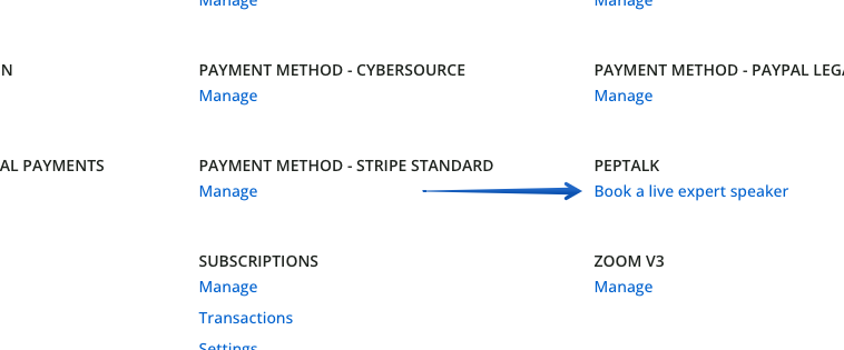 Docebo for Peptalk in the admin menu