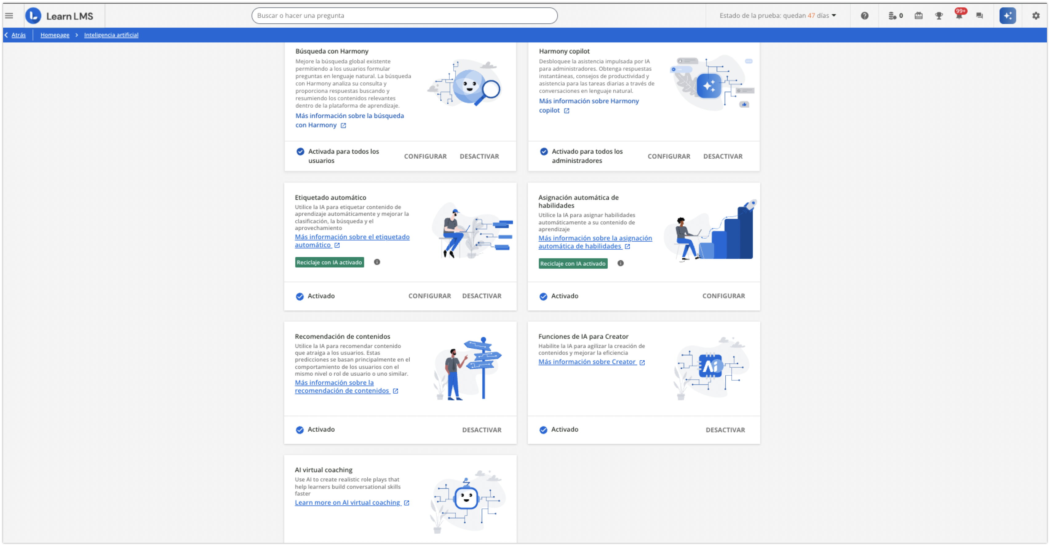 Funciones de inteligencia artificial de la plataforma