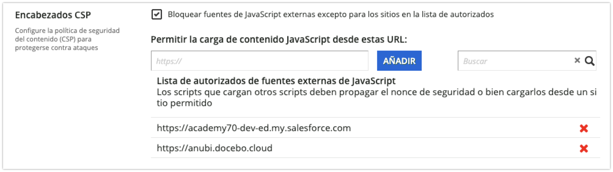 Área Encabezados CSP