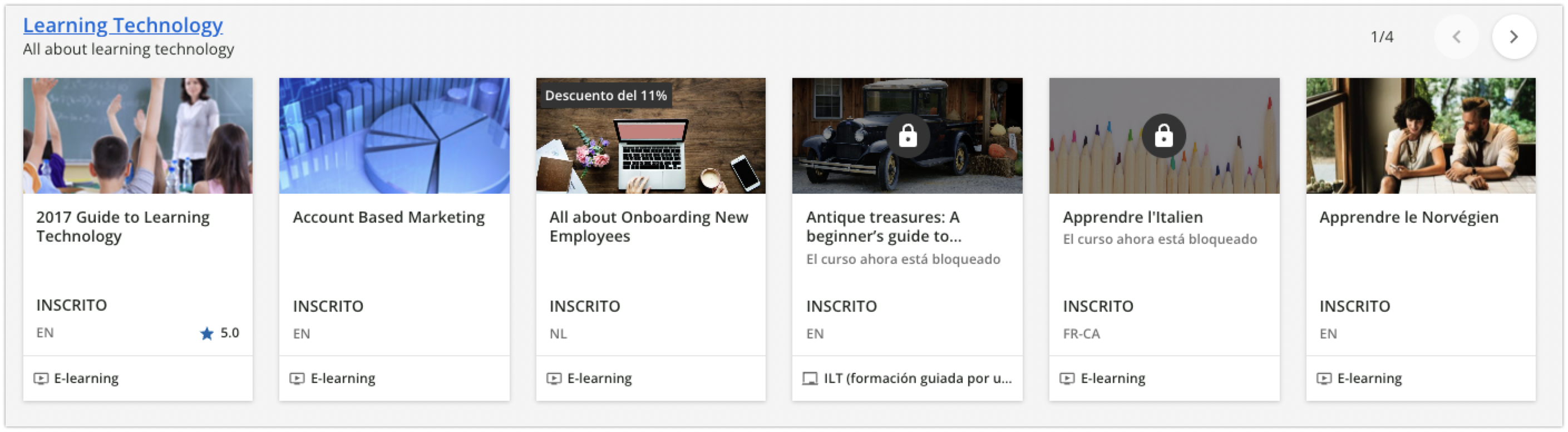 Área de un catálogo de cursos