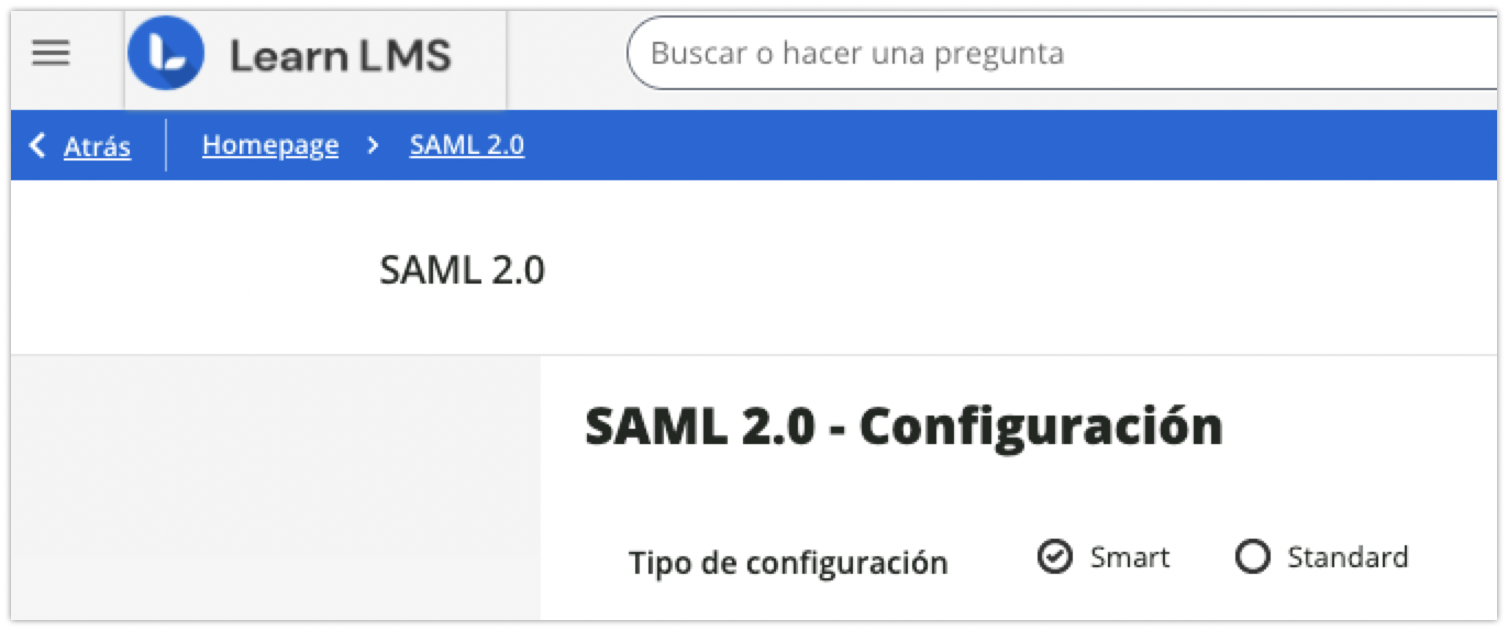 Título de la página de configuración de SAML