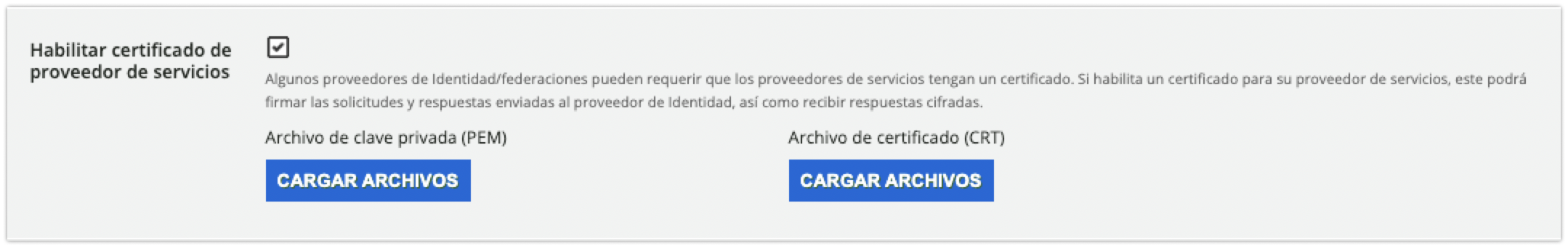 Área Habilitar certificado de proveedor de servicios