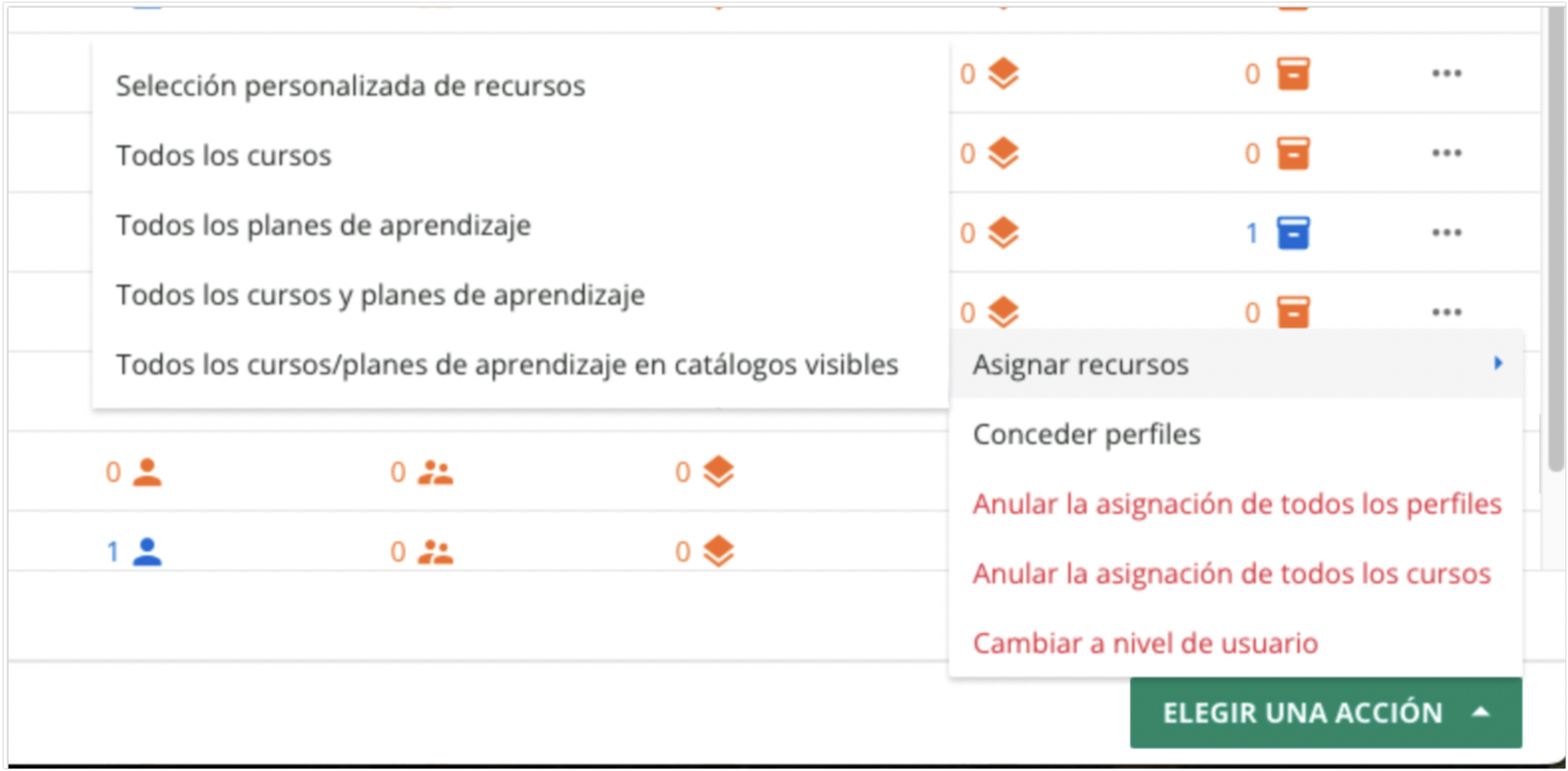 Selección múltiple de recursos