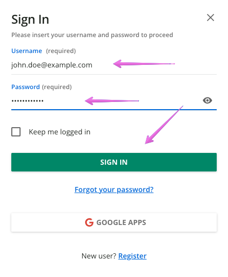 Signing into the learning platform