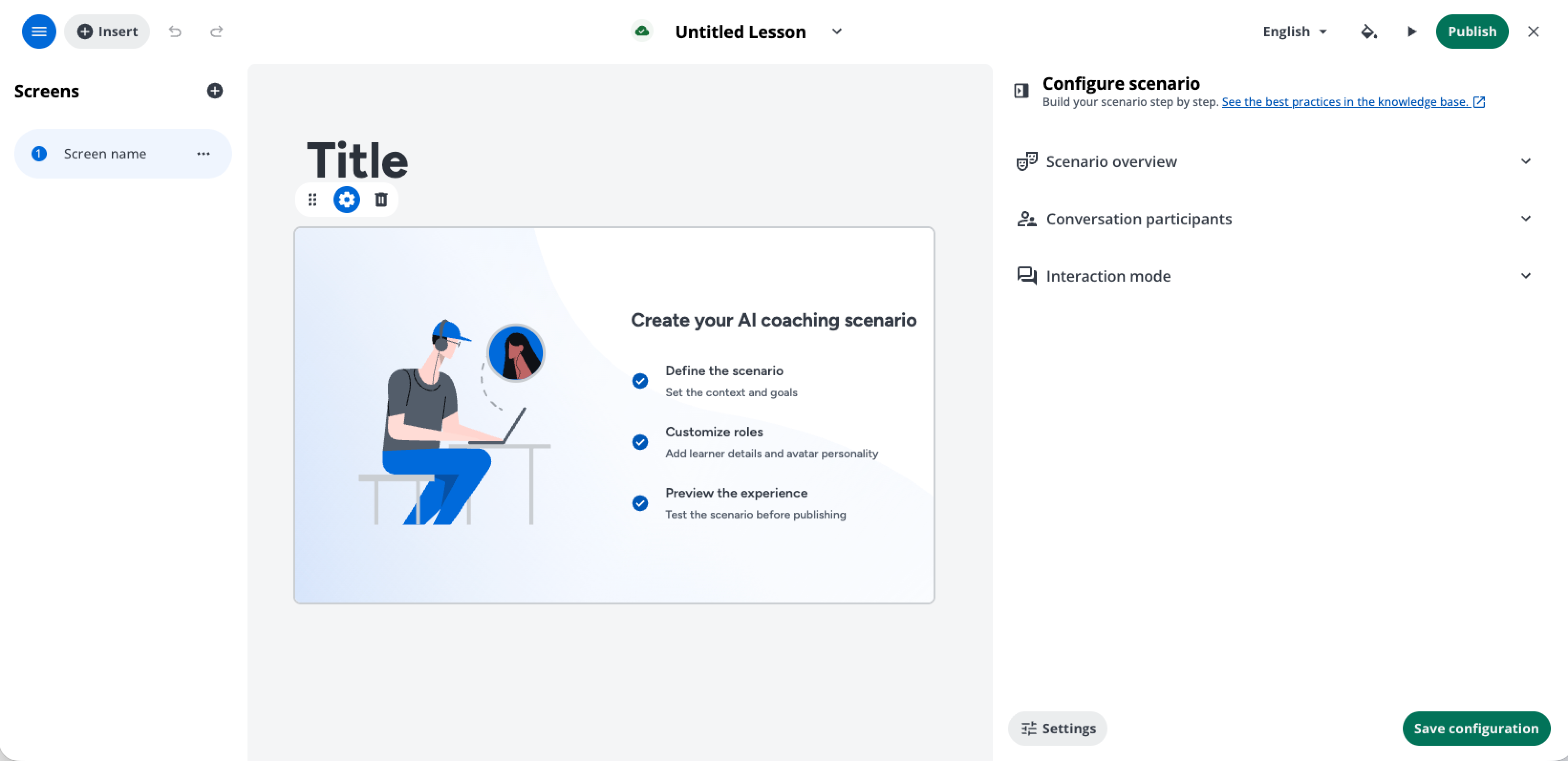 Configuración de un escenario personalizado