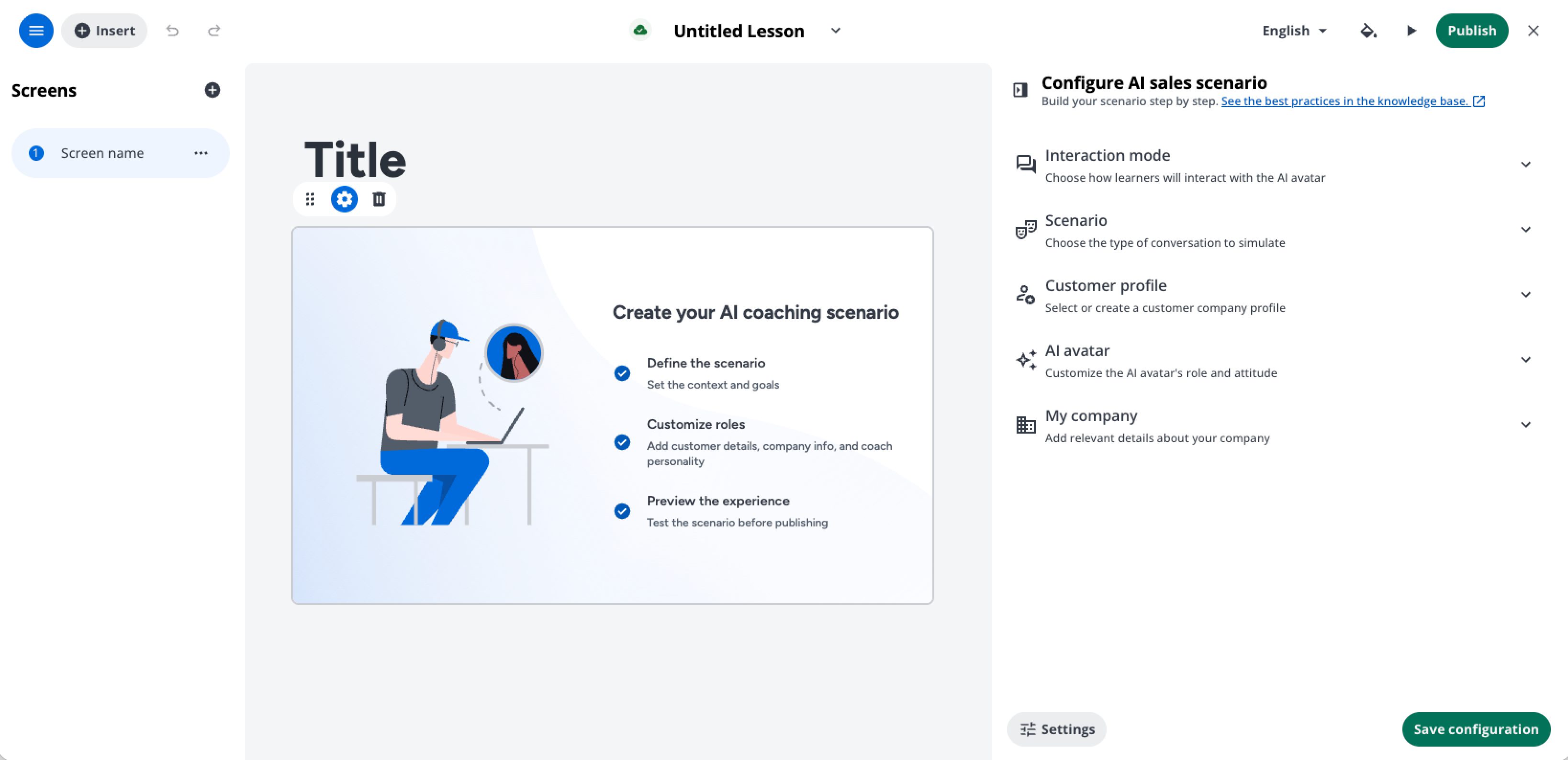 Configuración de un escenario de ventas