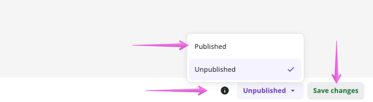 Changing the status from unpublished to published and saving changes