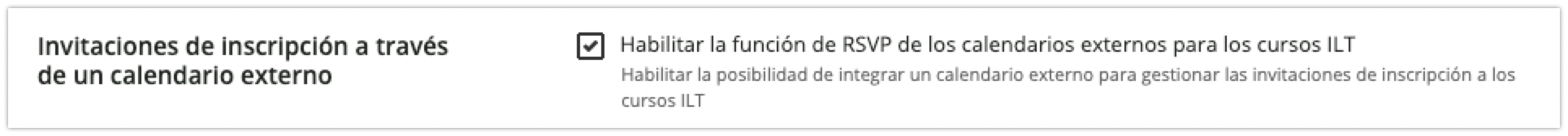 Invitaciones de inscripción a través de un calendario externo en los Ajustes avanzados