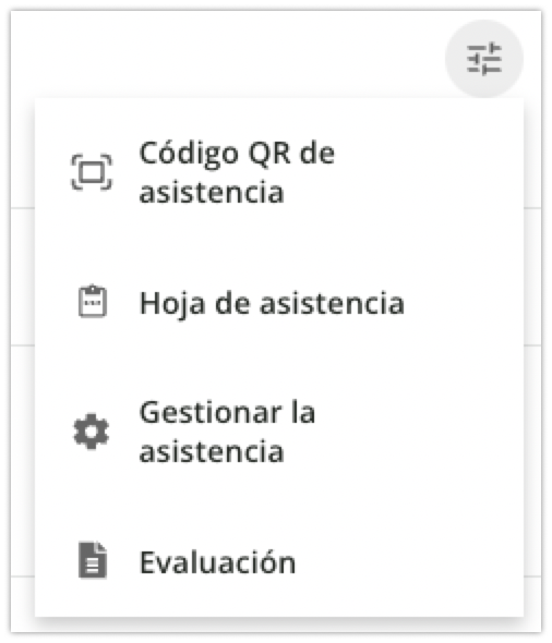 Opción Código QR de asistencia