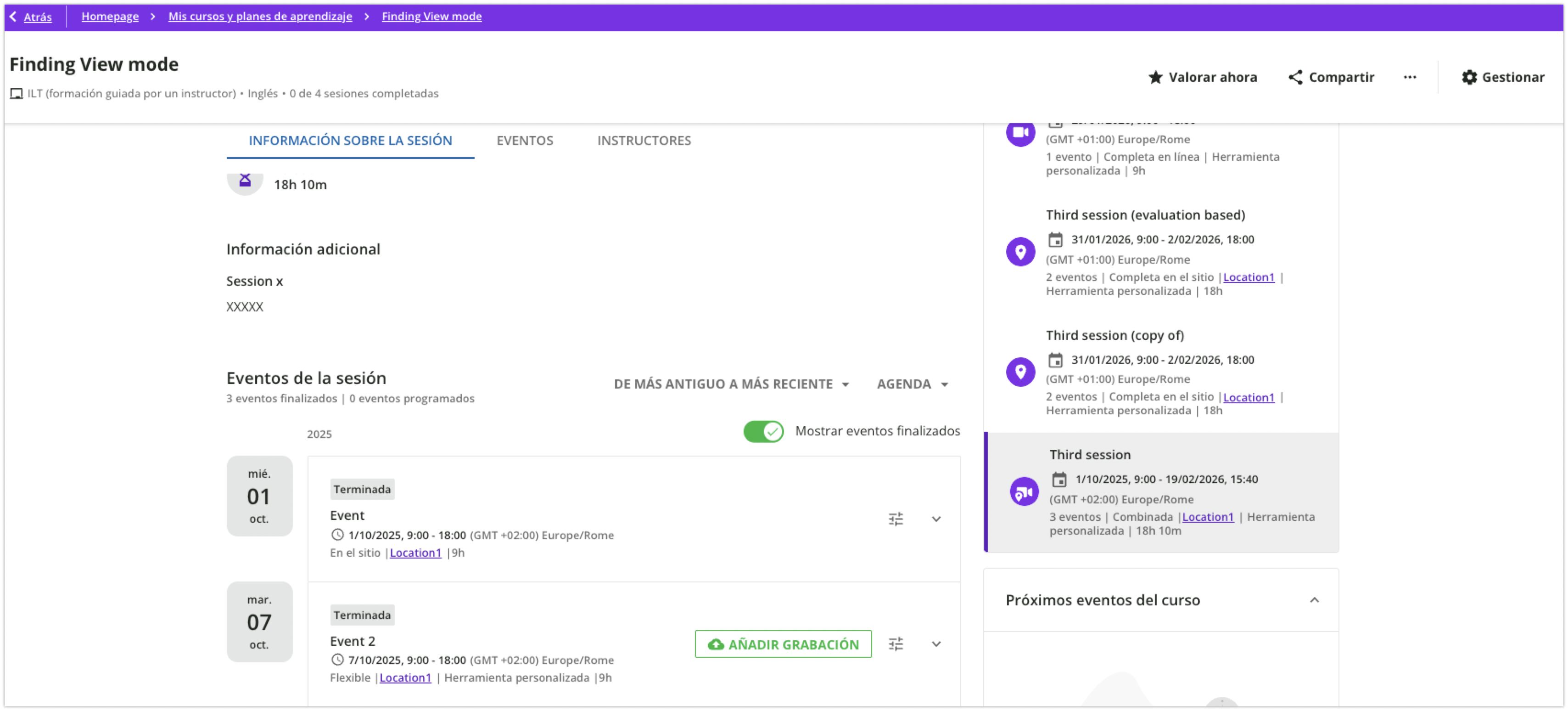 Botón Añadir grabación