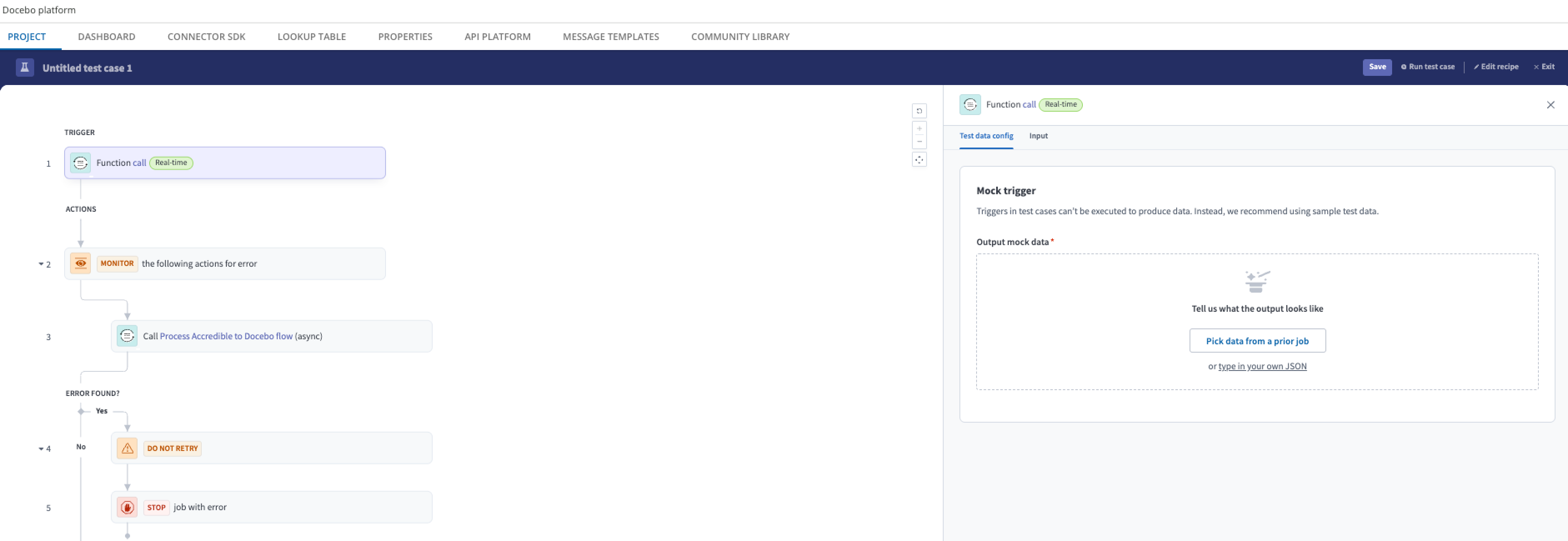 The test case interface
