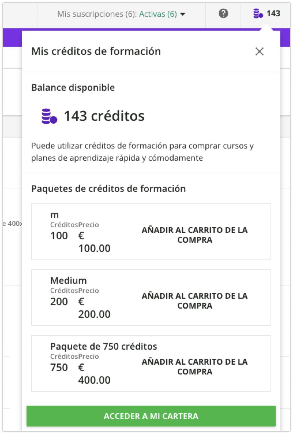 Balance de créditos de formación