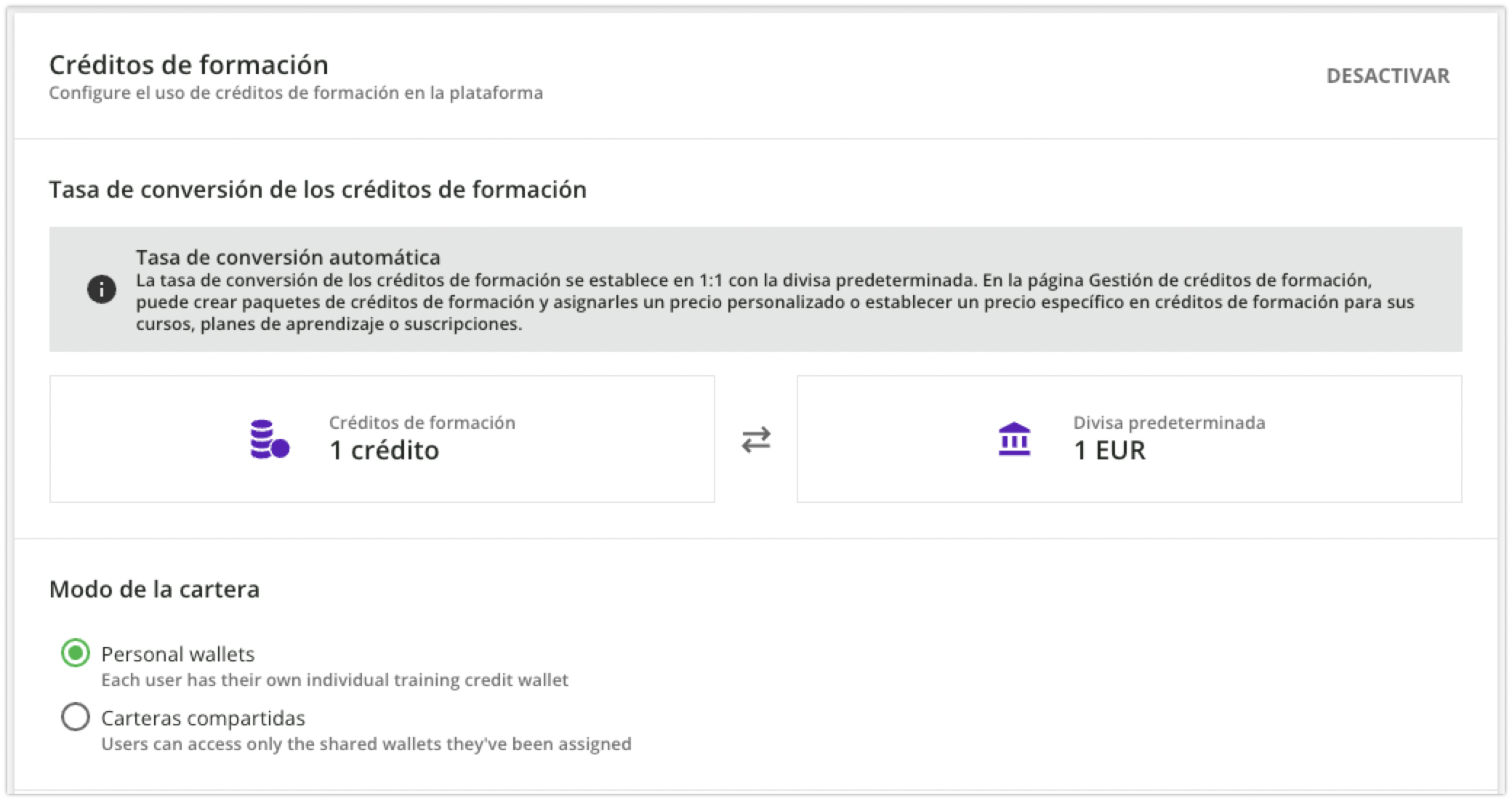 Área de gestión de los créditos de formación