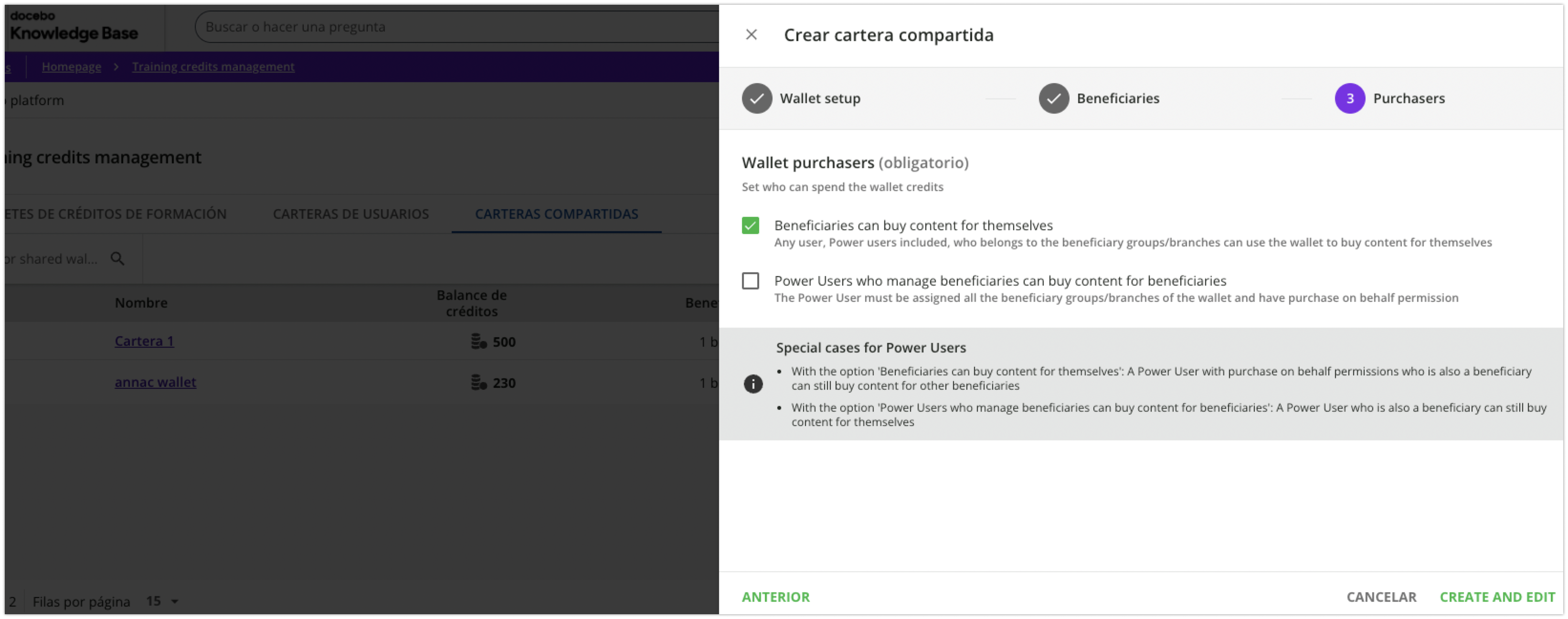 Selección de los compradores de la cartera
