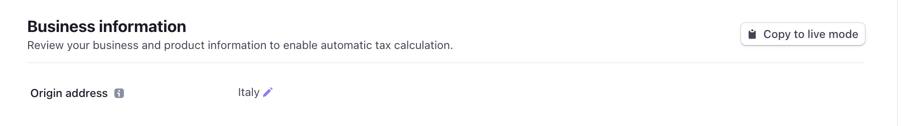 Business Information Settings