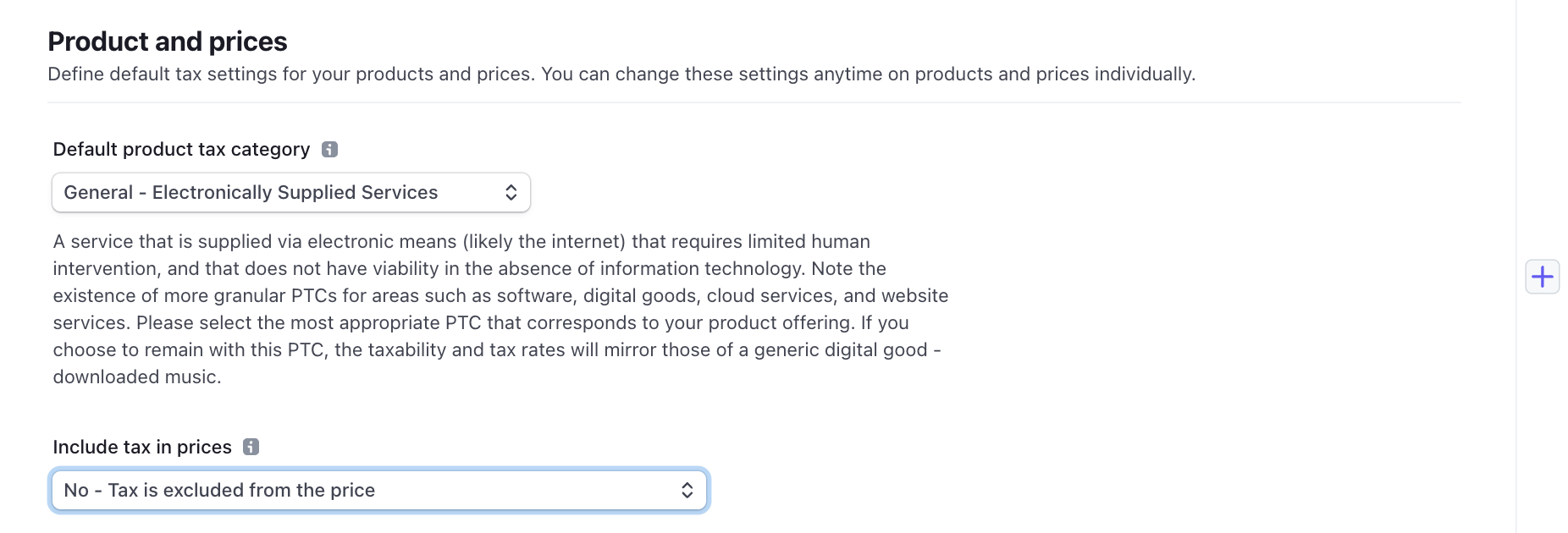 Product and Prices configuration