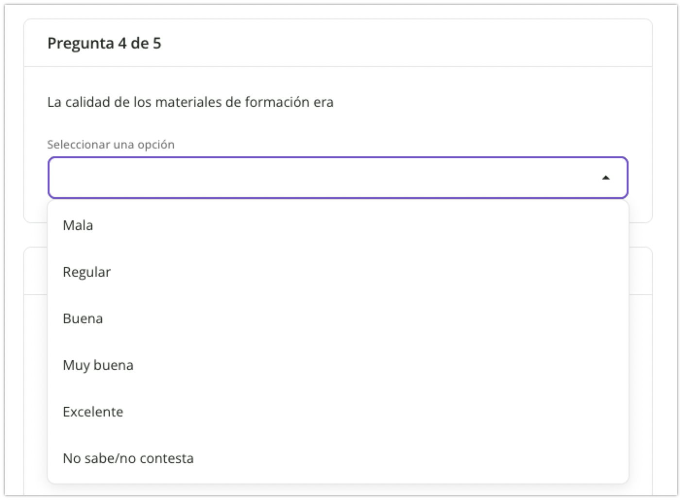 Pregunta de selección en línea