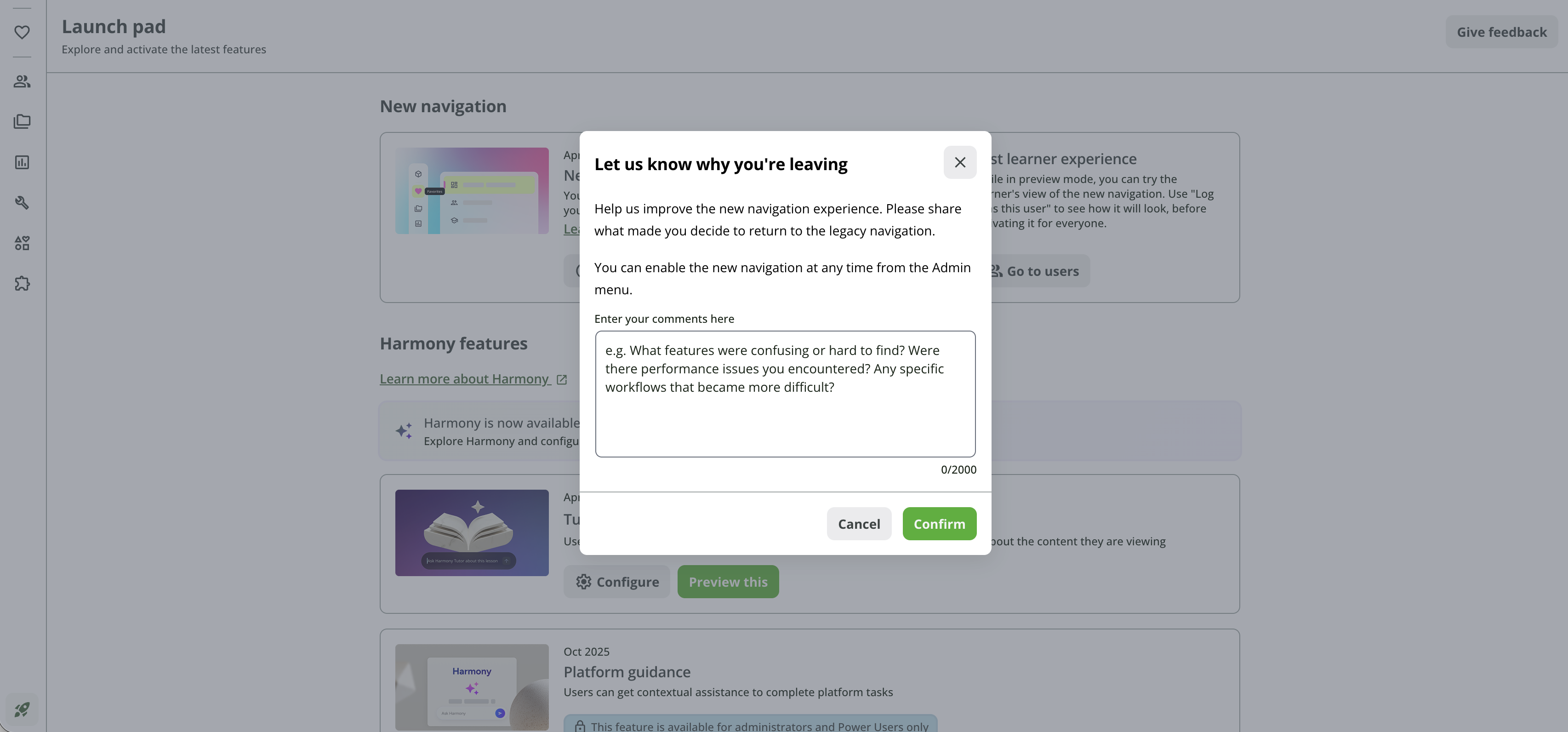 Feedback page preview