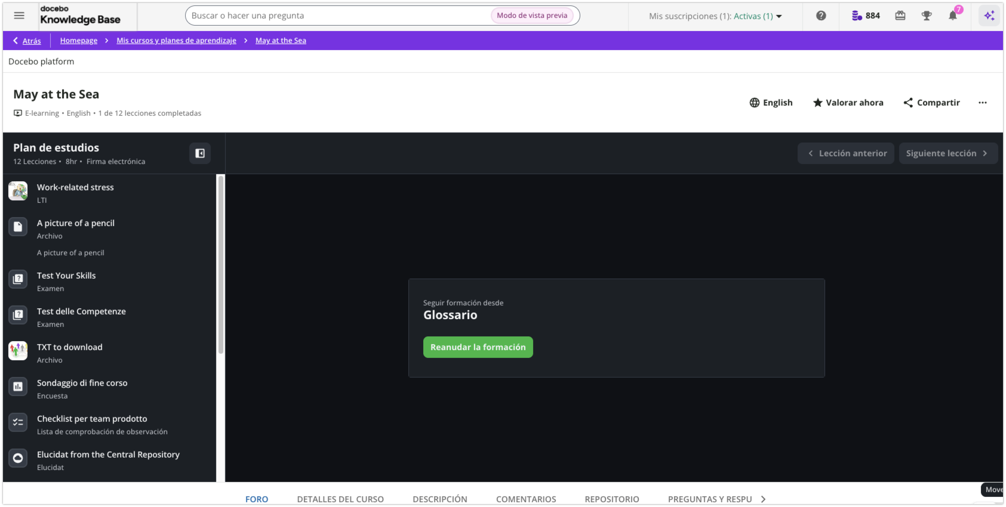 Plan de estudios de un curso