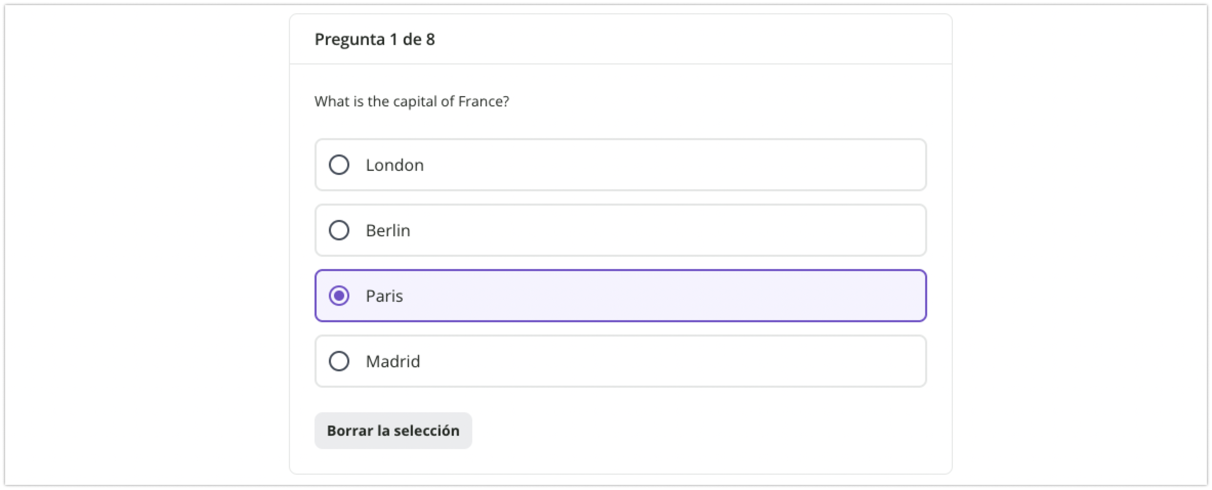 Pregunta de opción única