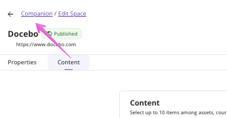 Navigating to the main companion screen