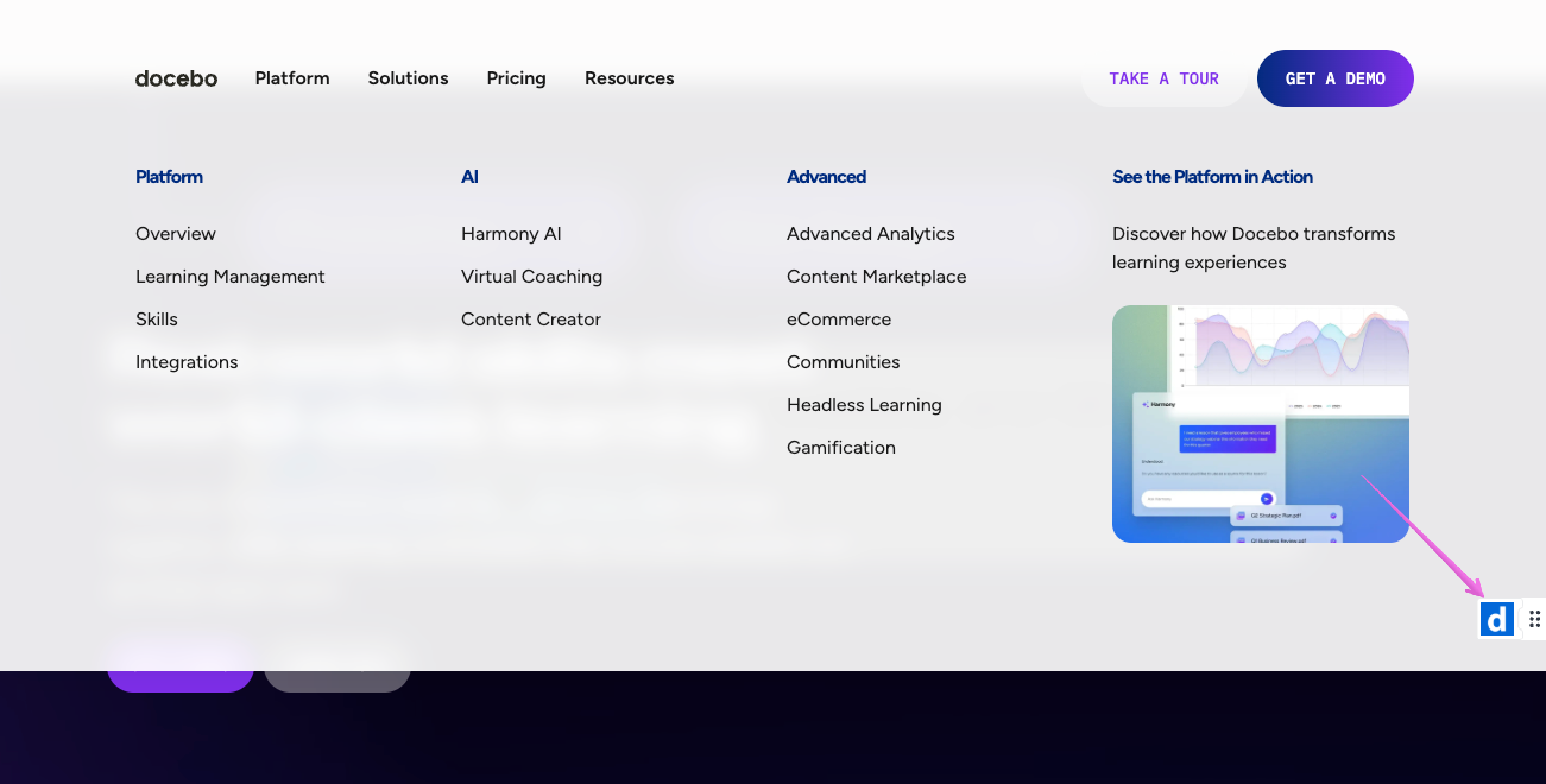 Pressing the floating Companion icon to open the side-bar