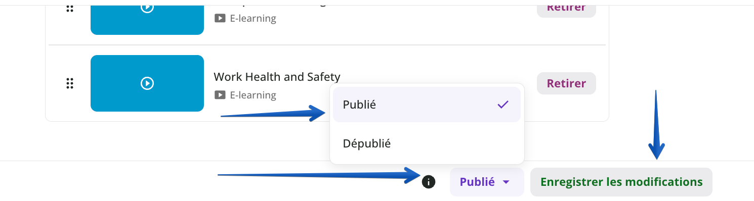 Modifier le statut de dépublié à publié et enregistrer les modifications.