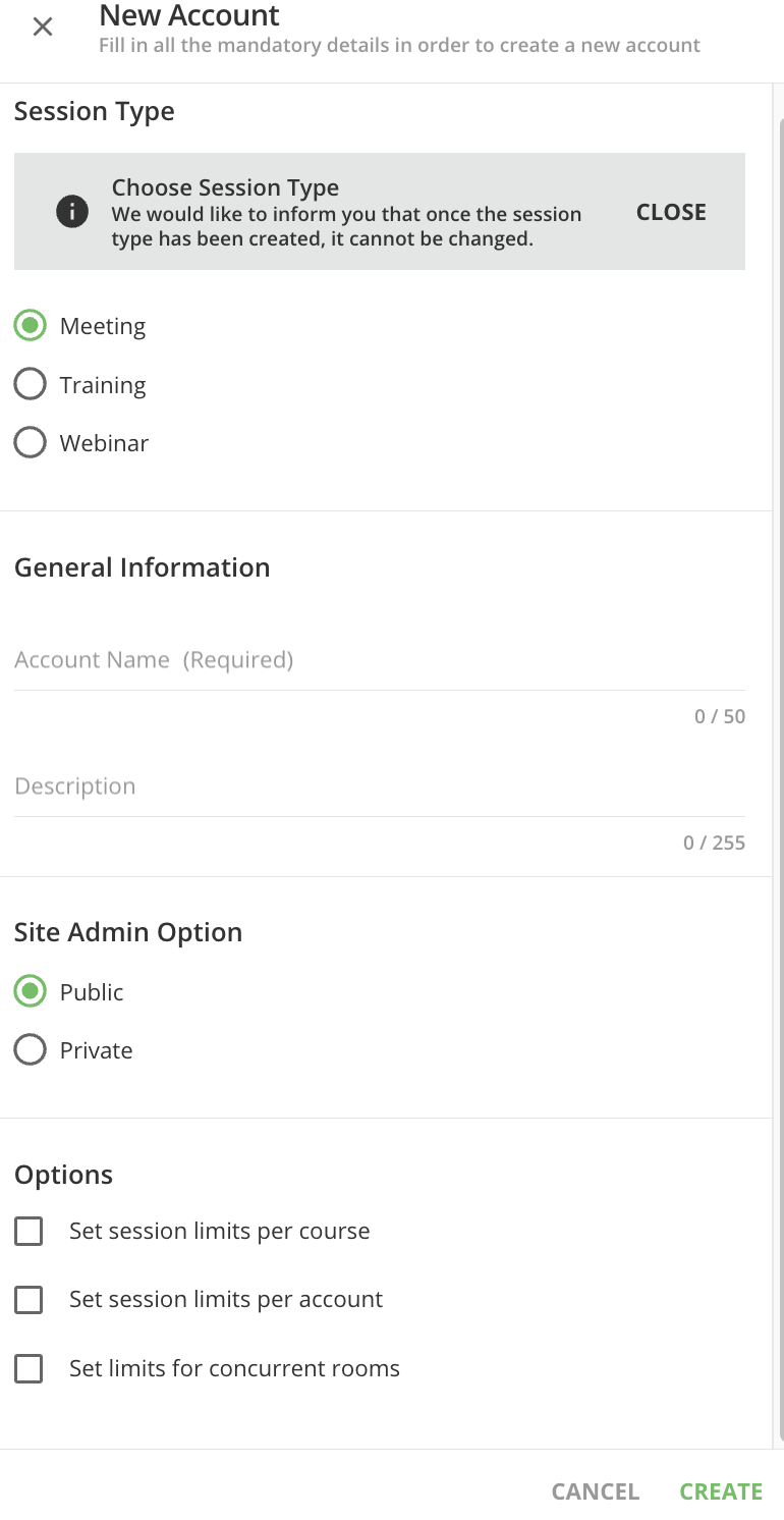 Creating a Meeting or Webinar account