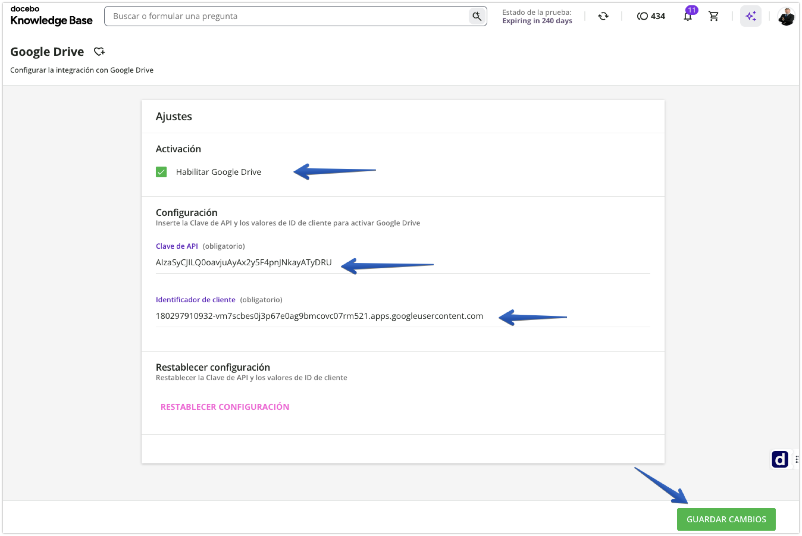 Ajustes de Google Drive
