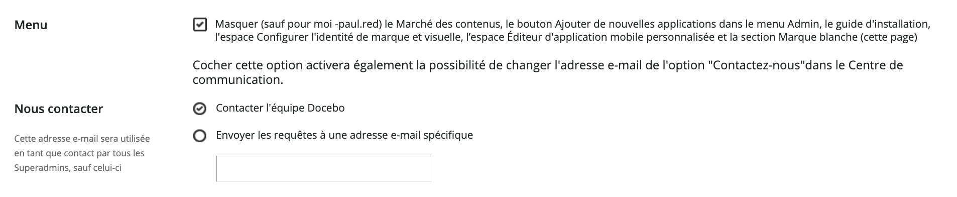 Menu et Contactez-nous