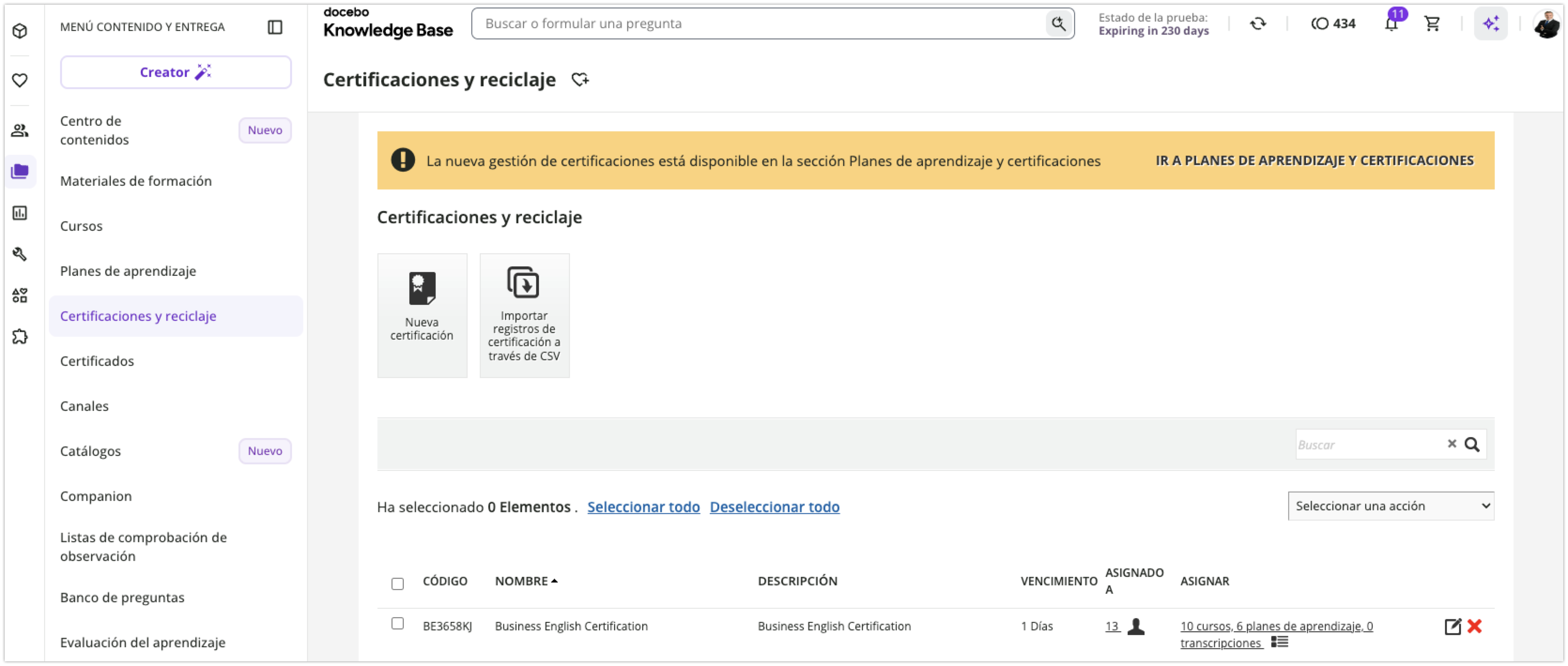 Sección Certificaciones y reciclaje