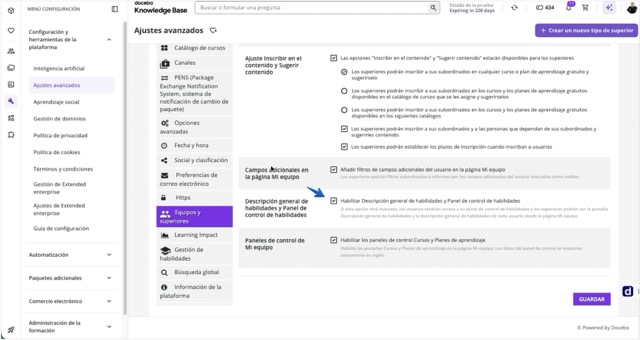 Habilitación del panel de control de habilidades