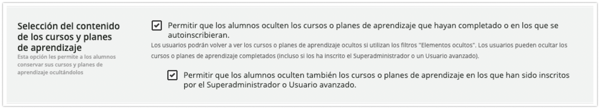 Selección de contenidos