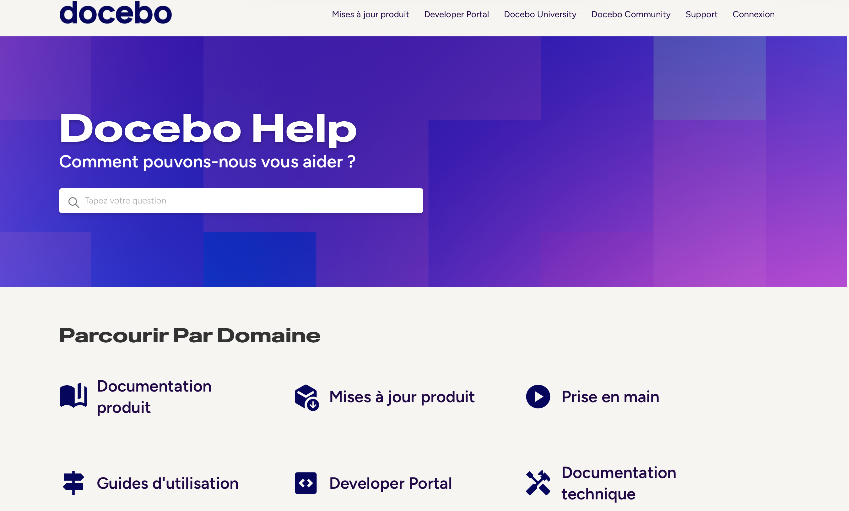 Accéder au portail Docebo Help.