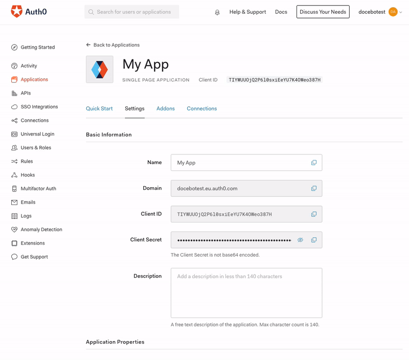 Auth0 config