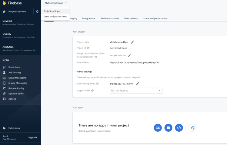 Créer un projet Firebase