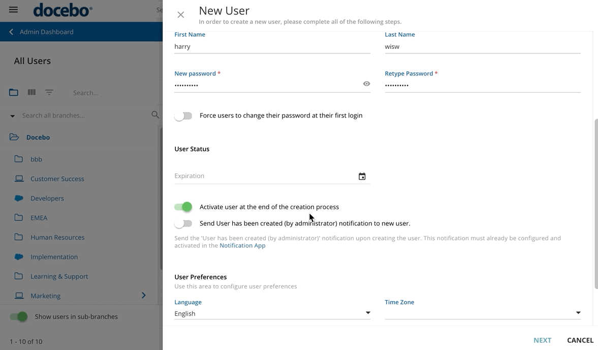 User Creation