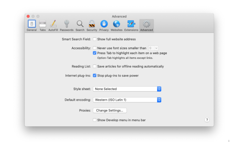 Configuring the keyboard navigation on Safari