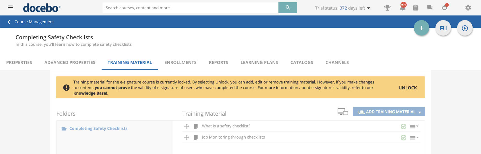 Managing & Unlocking Training Material