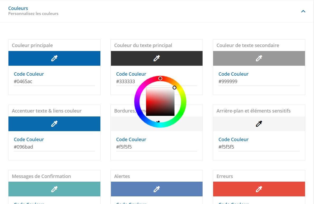 La personnalisation des couleurs.