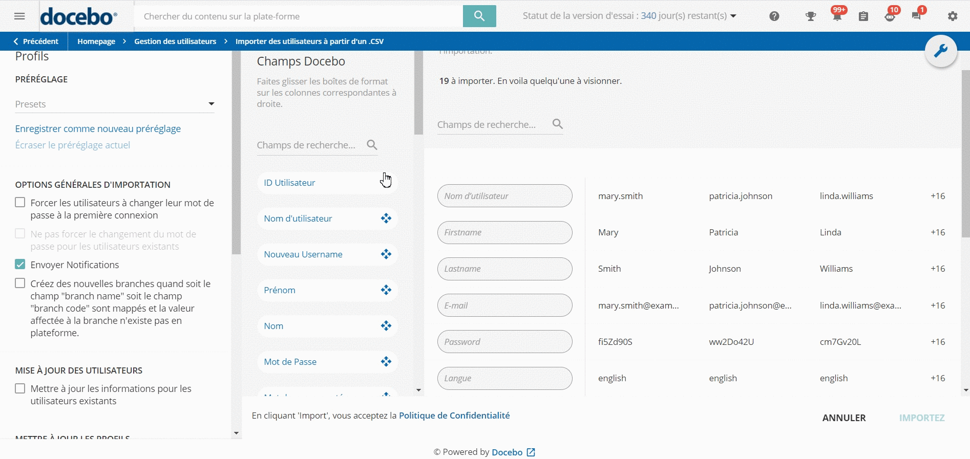 Faire correspondre les utilisateurs