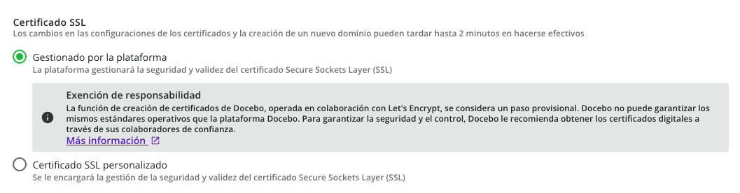 Selección del certificado SSL