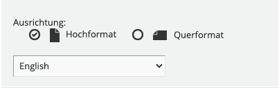 Bereich Ausrichtung und Sprachen-Dropdown